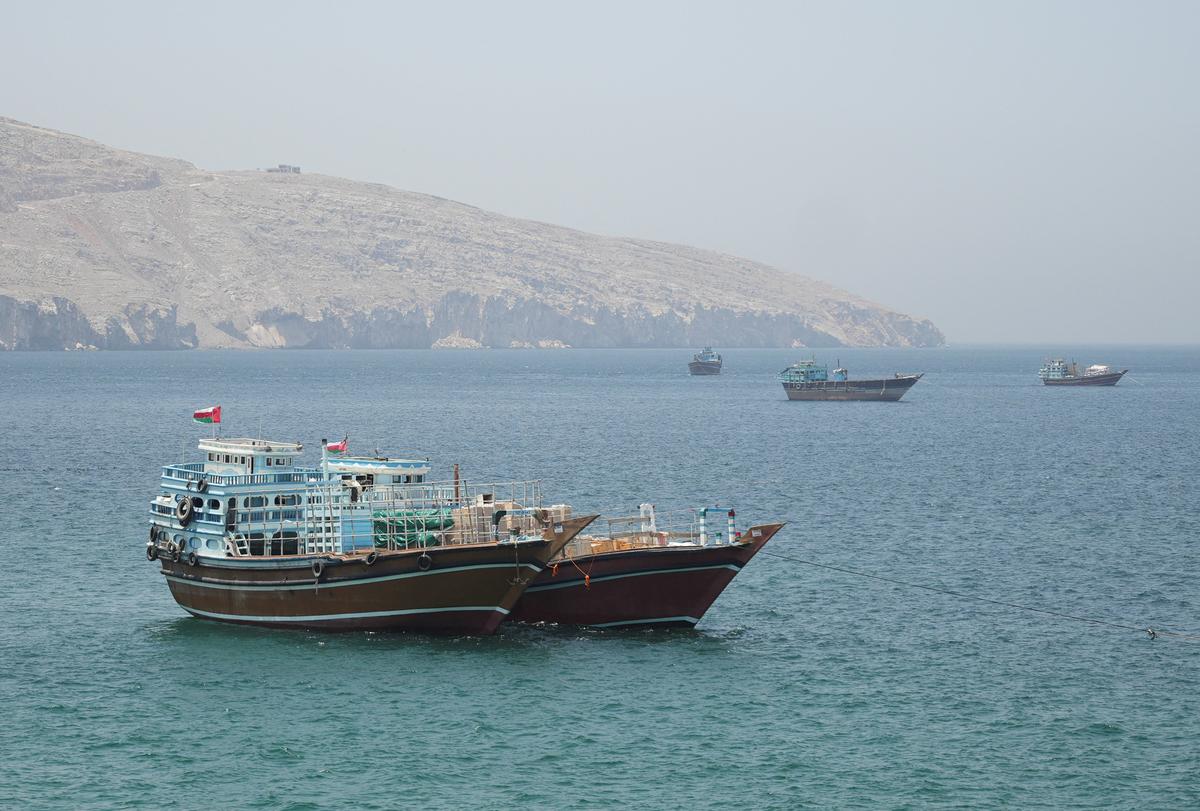 Vessels in the Strait of Hormuz, Musandam, Oman, May 8, 2026. REUTERS/Stringer