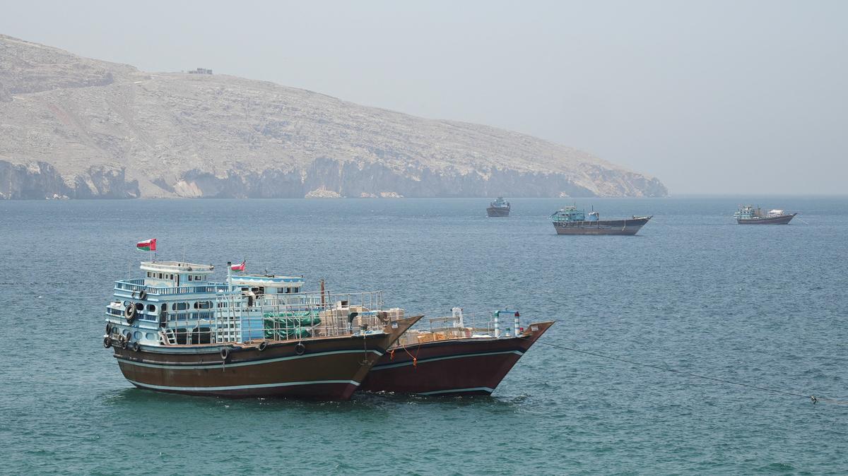 Vessels in the Strait of Hormuz, Musandam, Oman, May 8, 2026. REUTERS/Stringer