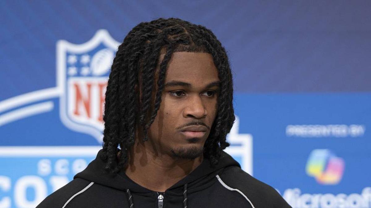  Feb 26, 2026; Indianapolis, IN, USA; Tennessee defensive back Jermod McCoy (DB20) speaks to media members during the NFL Combine at the Indiana Convention Center. Mandatory Credit: Jacob Musselman-Imagn Images | Jacob Musselman-Imagn Images 
