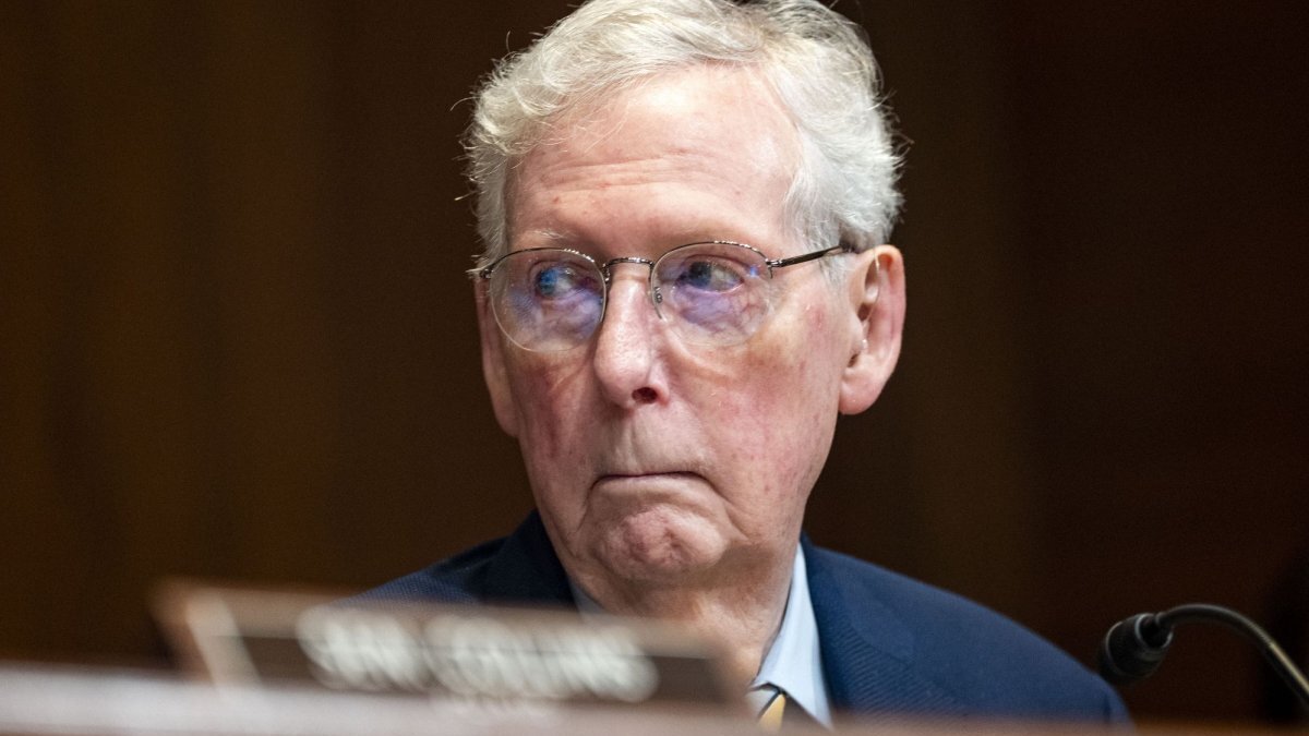 Sen. Mitch McConnell, R-Ky., was admitted to the hospital on Sunday morning, a spokesman announced. Photo by Bonnie Cash/UPI