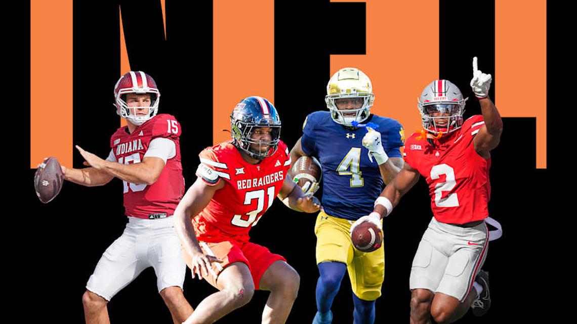  Joe Robbins/Icon Sportswire/Getty Images (Mendoza); Mark J. Rebilas/Imagn Images (Bailey); Michael Caterina/Imagn Images (Love); Jason Mowry/Getty Images (Downs) 