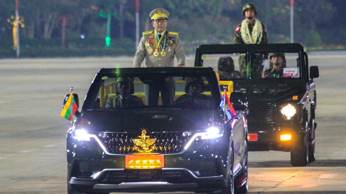 FILE PHOTO: Myanmar's military leader Senior General Min Aung Hlaing participates in a parade commemorating the 81st Armed Forces Day in Naypyidaw, Myanmar, March 27, 2026. REUTERS/Stringer/File Photo
