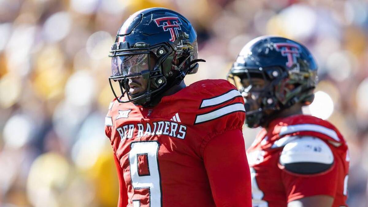  Oct 18, 2025; Tempe, Arizona, USA; Texas Tech Red Raiders linebacker Romello Height (9) against the Arizona State Sun Devils at Mountain America Stadium. Mandatory Credit: Mark J. Rebilas-Imagn Images | Mark J. Rebilas-Imagn Images 