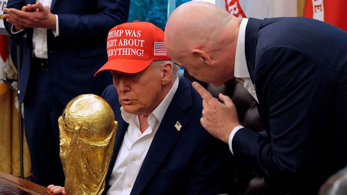  President Donald Trump has spent plenty of time posing with the World Cup trophy. | Chip Somodevilla/Getty Images 