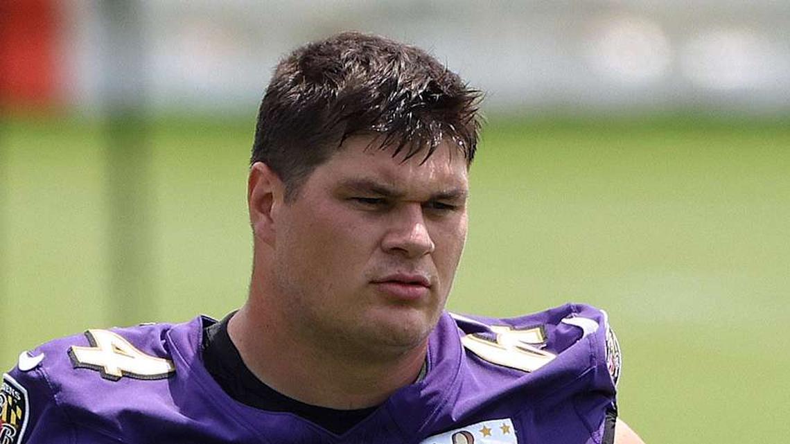  Jun 10, 2025; Baltimore, MD, USA; Baltimore Ravens center Tyler Linderbaum (64) looks on during an NFL OTA at Under Armour Performance Center. Mandatory Credit: Daniel Kucin Jr.-Imagn Images | Daniel Kucin Jr.-Imagn Images 
