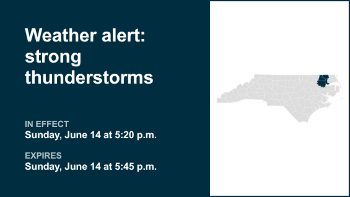 Expect strong thunderstorms in Eastern North Carolina early Sunday evening 