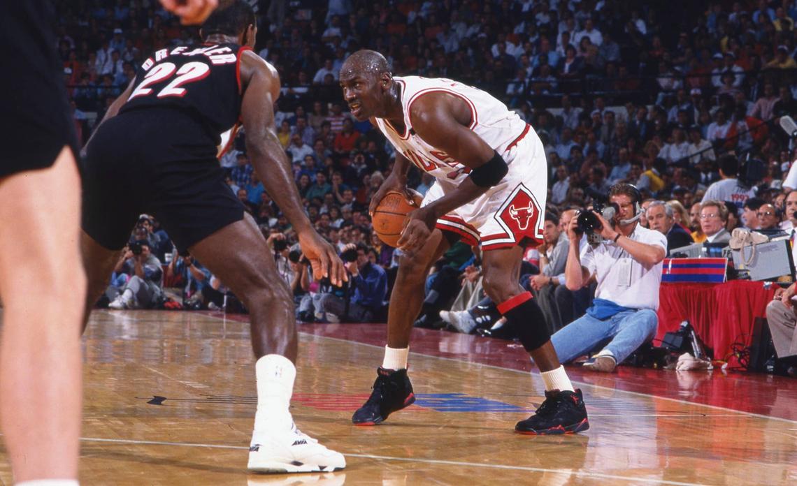  Chicago Bulls guard Michael Jordan during the NBA Finals. Getty