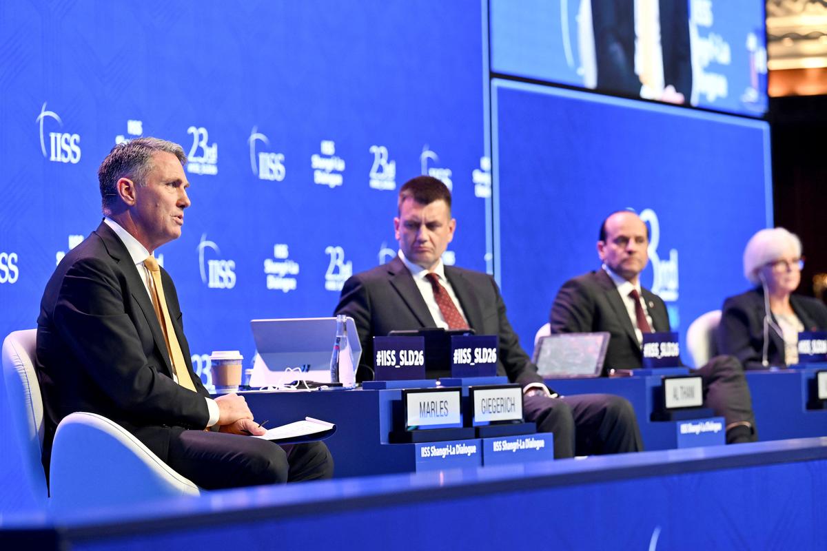 Richard Marles, Australian Deputy Prime Minister and Minister for Defense speaks at the IISS Shangri-La Dialogue security summit in Singapore, May 30, 2026. REUTERS/Caroline Chia