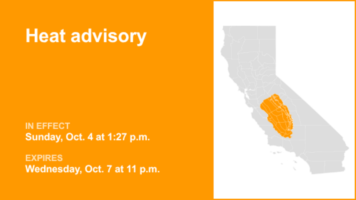 UPDATE: Heat advisory for Central California until Friday night, says the NWS 