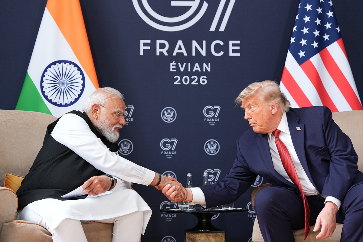 Prime Minister Narendra Modi of India meets with President Donald Trump at the G7 Summit in Evian-les-Bains, France, on Wednesday, June 17, 2026. (Photo by Haiyun Jiang/The New York Times)