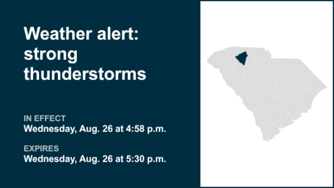 Weather alert active for Spartanburg County early Wednesday evening, says the NWS 