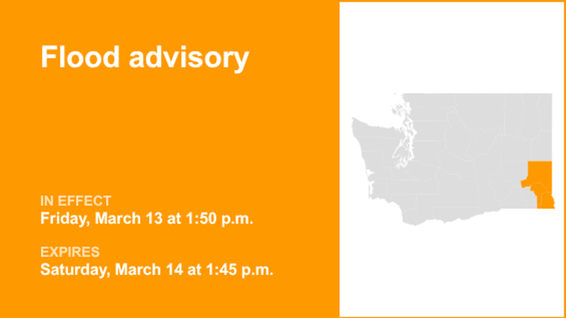 UPDATE: Flood advisory issued for Southeast Washington until Sunday midday 