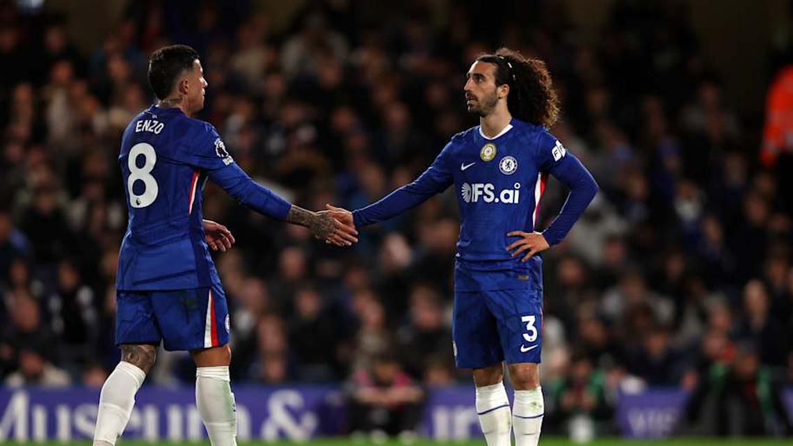  Enzo Fernández (left) and Marc Cucurella (right) did not help matters. | Izzy Poles/AMA/Getty Images 