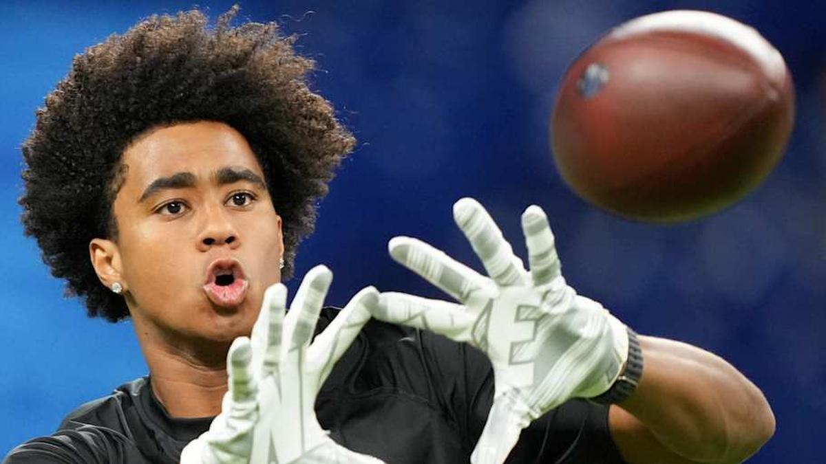  Feb 28, 2026; Indianapolis, IN, USA; Southern California wideout Ja'Kobi Lane (WO27) during the NFL Scouting Combine at Lucas Oil Stadium. Mandatory Credit: Kirby Lee-Imagn Images | Kirby Lee-Imagn Images 