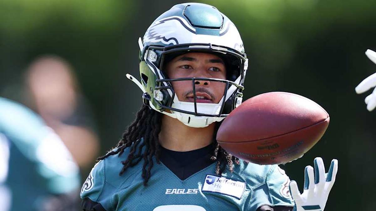  May 1, 2026; Philadelphia, PA, USA; Philadelphia Eagles wide receiver Makai Lemon (9) during rookie minicamp at NovaCare Complex. Mandatory Credit: Bill Streicher-Imagn Images | Bill Streicher-Imagn Images 