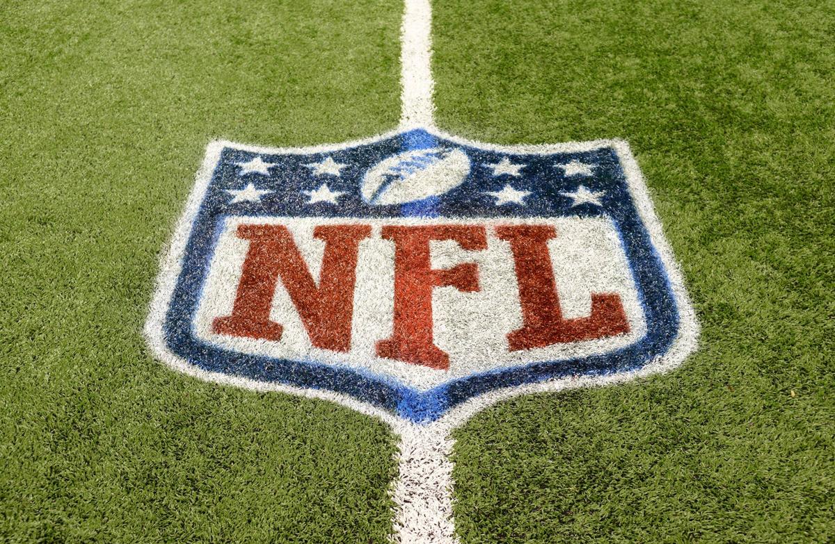  DETROIT, MI - NOVEMBER 24: A detailed view of an NFL shield logo painted on the field before the game between the Detroit Lions and the Tampa Bay Buccaneers at Ford Field on November 24, 2013 in Detroit, Michigan. The Buccaneers defeated the Lions 24-21. (Photo by Mark Cunningham/Detroit Lions/Getty Images) 