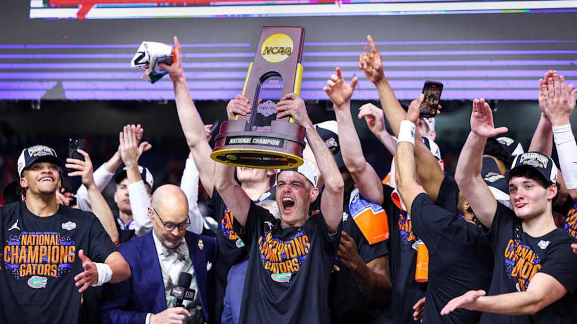  Head coach Todd Golden celebrates after leading the Florida Gators to a national championship in his third season as the head coach. | Kyle Lander / Gators Illustrated 