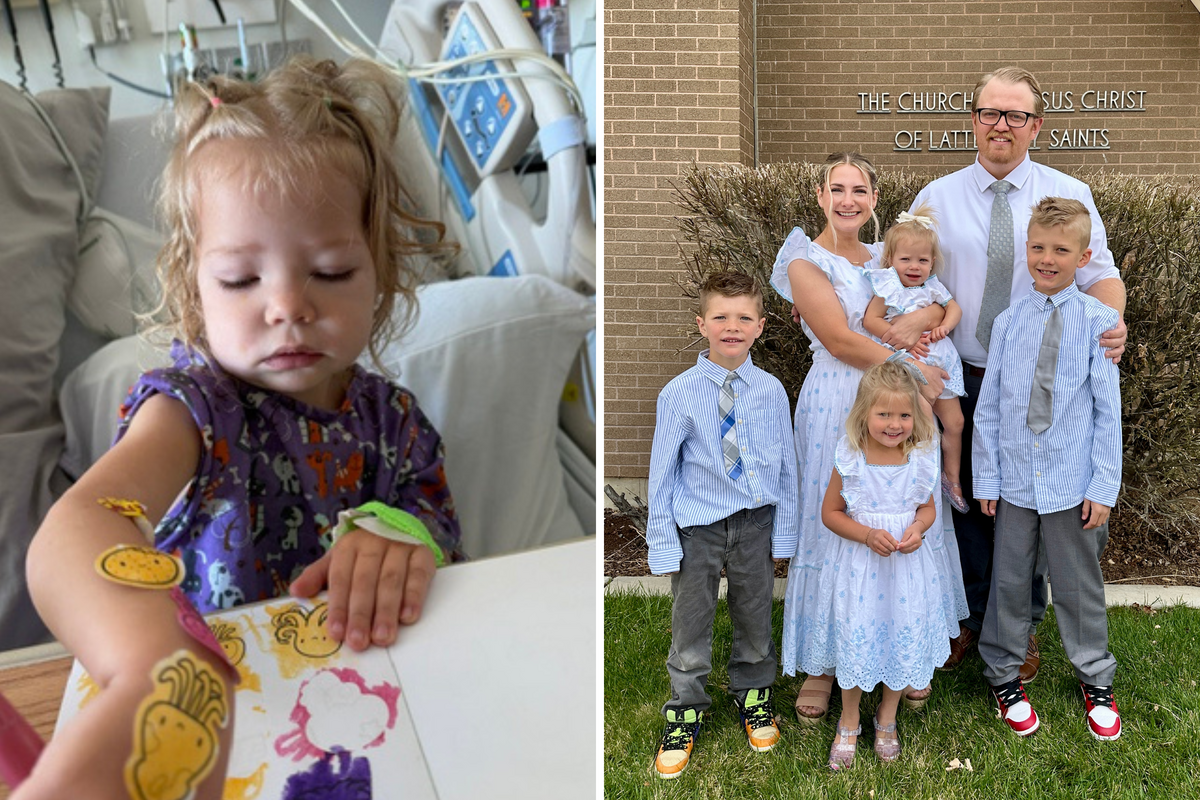  Adalae painting while in hospital. A photo of her parents and siblings before she fell ill. 