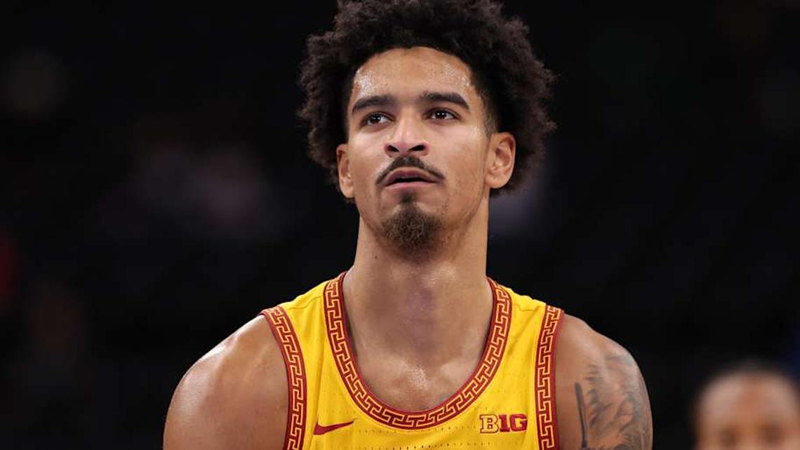  Nov 14, 2025; Inglewood, California, USA; Southern California Trojans guard Rodney Rice (1) shoots a free throw during the first half of the Hall of Fame Series game against the Illinois State Redbirds at Intuit Dome. Mandatory Credit: Kiyoshi Mio-Imagn Images | Kiyoshi Mio-Imagn Images 