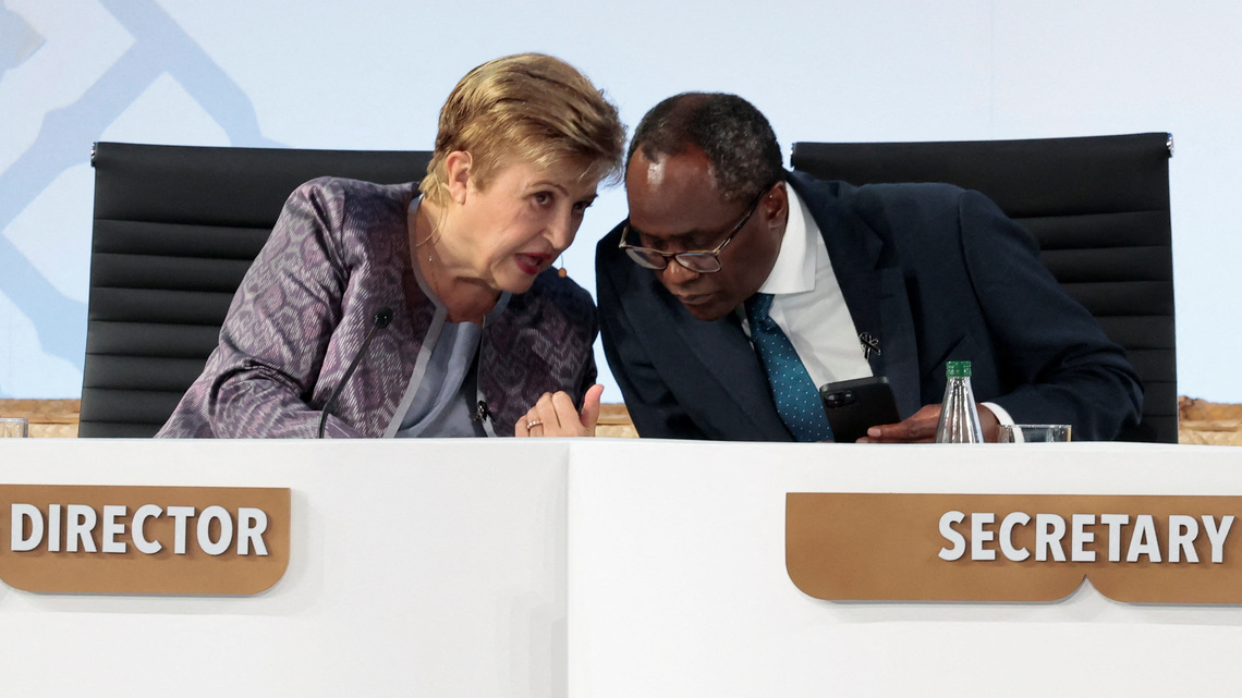 IMF chief urges cooperation on AI and war risks, as US hails economic momentum 