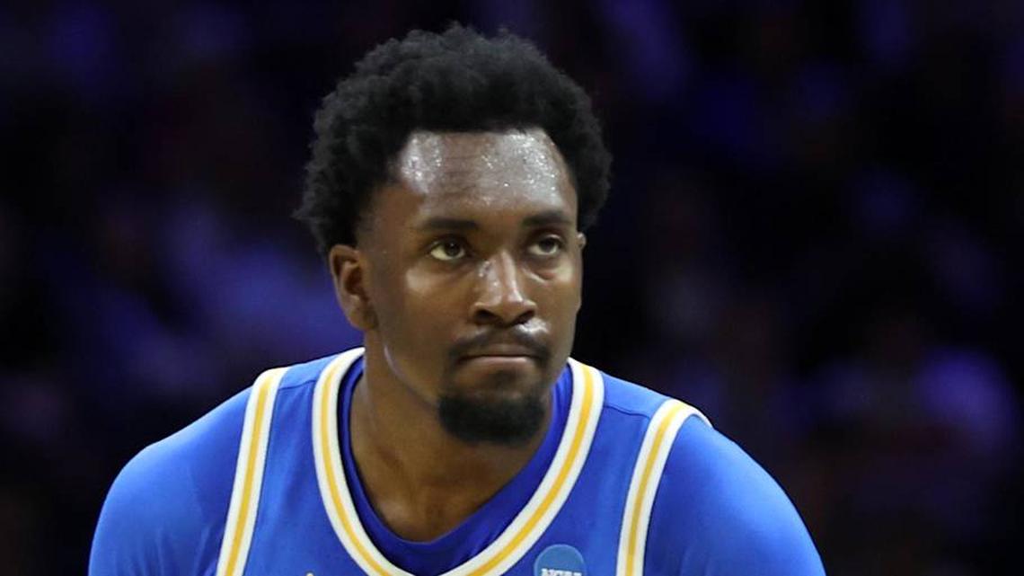  Mar 22, 2026; Philadelphia, PA, USA; UCLA Bruins center Xavier Booker (1) reacts against the UConn Huskies in the first half during a second round game of the men's 2026 NCAA Tournament at Xfinity Mobile Arena. Mandatory Credit: Bill Streicher-Imagn Images | Bill Streicher-Imagn Images 