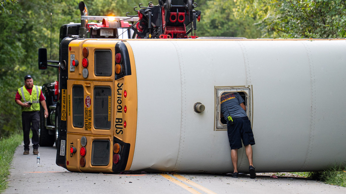 Multiple injuries reported after school bus overturns in Kentucky