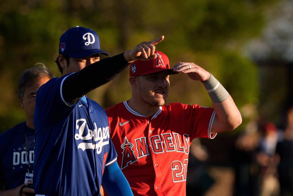  Shohei Ohtani, left, and Mike Trout were teammates for six seasons with the Angels. Allan Henry-USA TODAY Sports