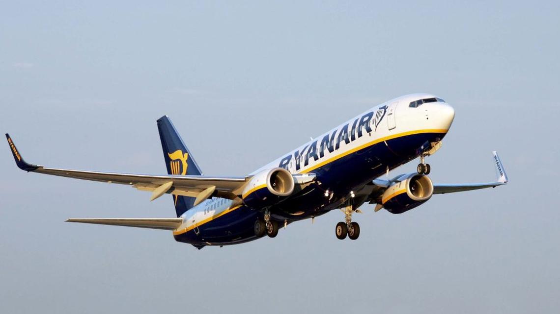 A Ryanair plane, not the one where the incident occurred. (SWNS). 