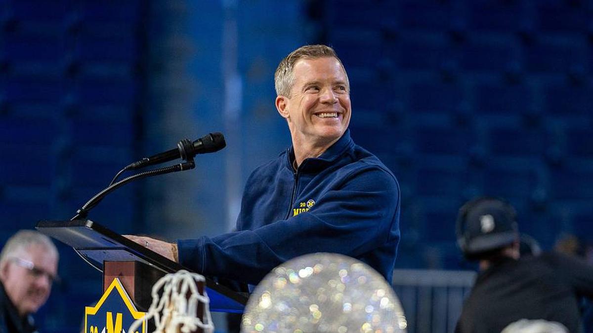  Comments made after he led Michigan to the national title has led to speculation that Dusty May could jump to the NBA. | David Rodriguez Muñoz / USA TODAY NETWORK via Imagn Images 