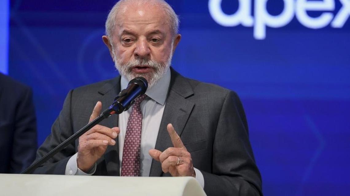 Brazilian President Luiz Inacio Lula da Silva speaks during a media tour at the Hanover Fair 2026 Hanover, Germany, on Monday. Photo by Hannibal Hanschke/EPA