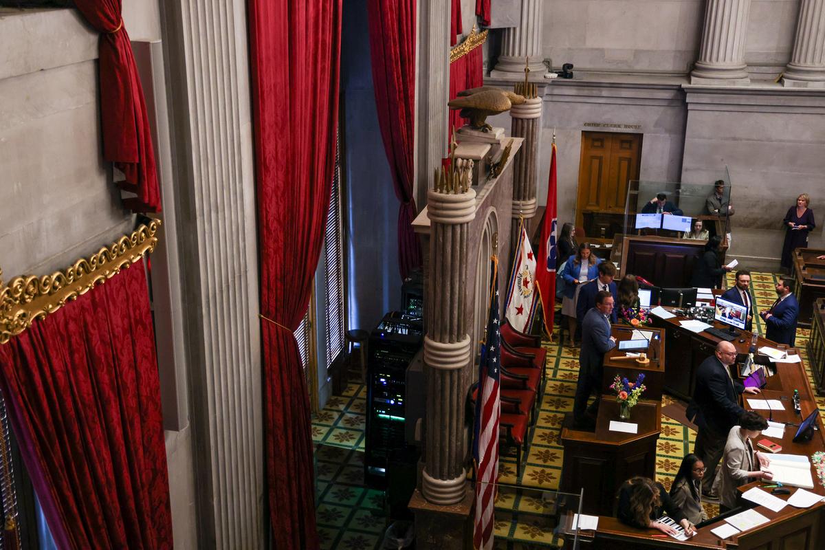 Tennessee legislators are seen on the House floor in Nashville on Wednesday, May 6, 2026, where they were expected to unveil a new House map that affects the city of Memphis. Tennessee Republicans on Wednesday proposed a congressional map aimed at diluting the state's lone majority-Black district, a swift response to last week's Supreme Court ruling that weakened a landmark voting rights law. (Brad J. Vest/The New York Times)