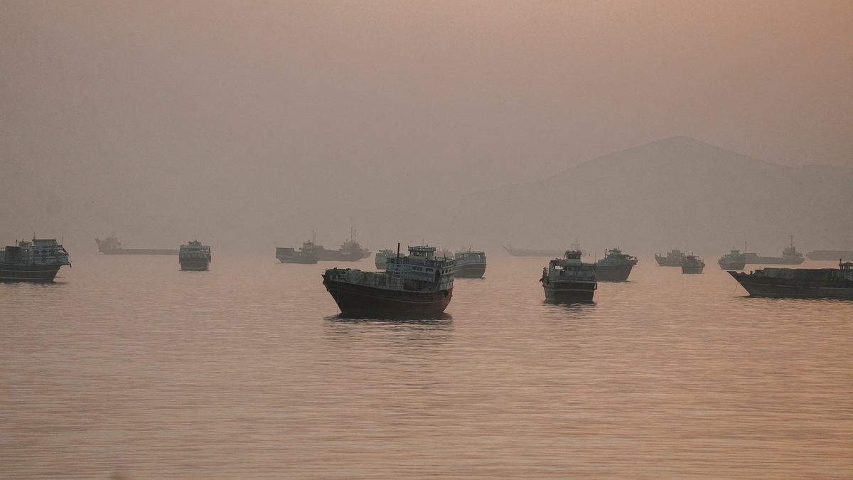 FILE PHOTO: Vessels are anchored in the Strait of Hormuz as seen from Musandam, Oman, June 3, 2026. REUTERS/Stringer/File Photo//File Photo