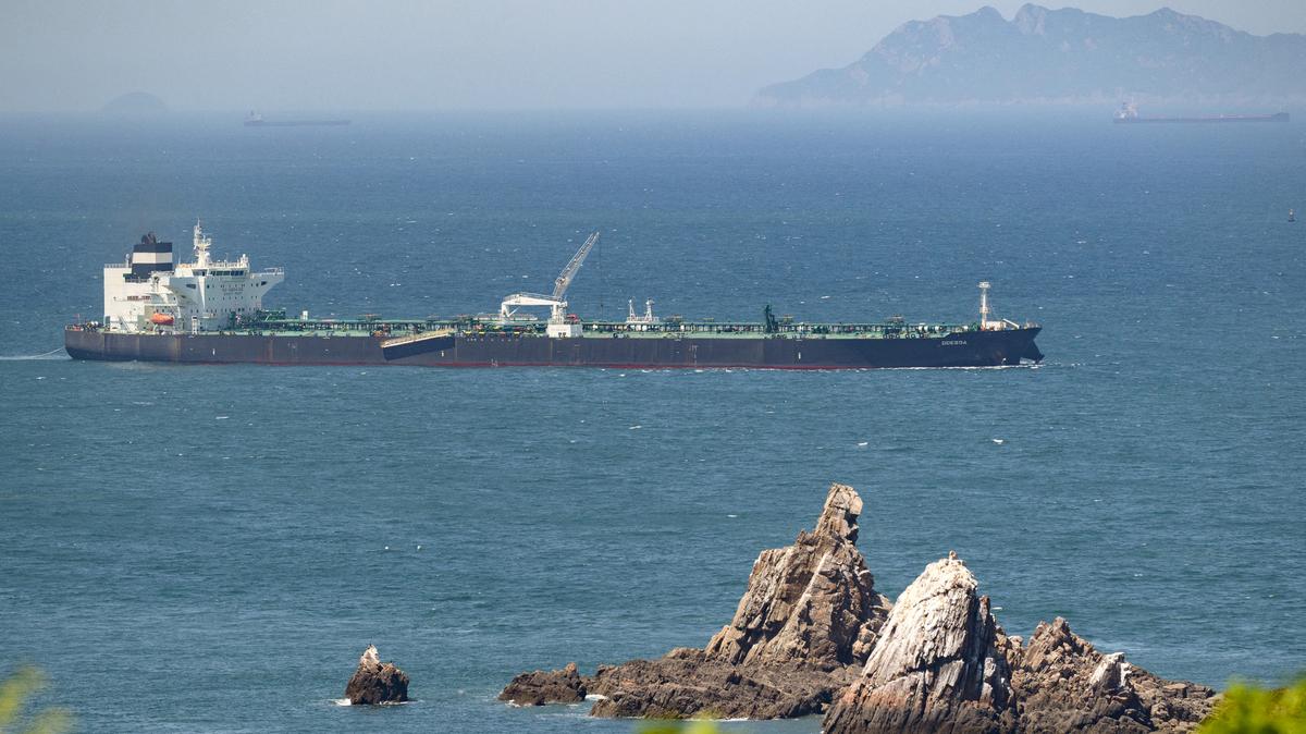 Malta-flagged oil tanker Odessa arrives near Daesan Port in Seosan City on May 8, 2026. An oil tanker that passed through the Strait of Hormuz arrived in South Korea on May 8, the first such vessel to reach the Asian nation by that route since Iran declared the critical waterway closed.
