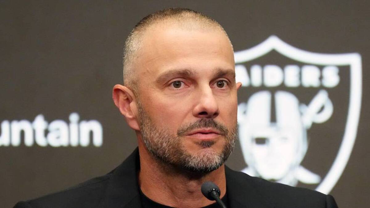  Feb 10, 2026; Henderson, NV, USA; Las Vegas Raiders general manager John Spytek at press conference at Intermountain Health Performance Center. Mandatory Credit: Kirby Lee-Imagn Images | Kirby Lee-Imagn Images 