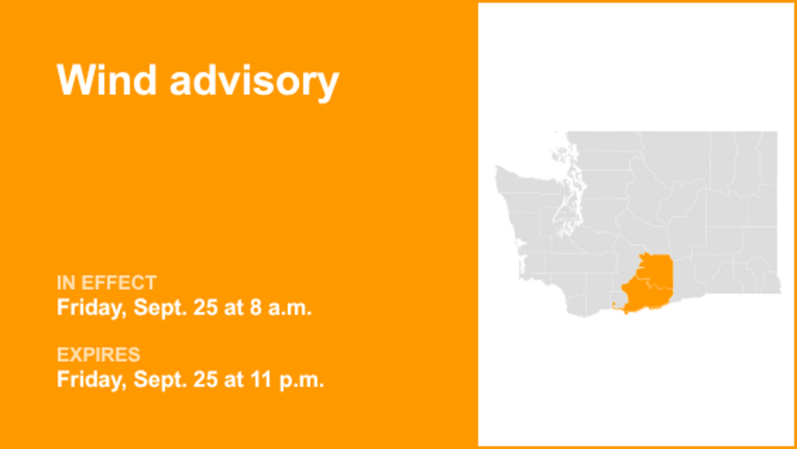 Wind advisory for Central Washington for Friday 