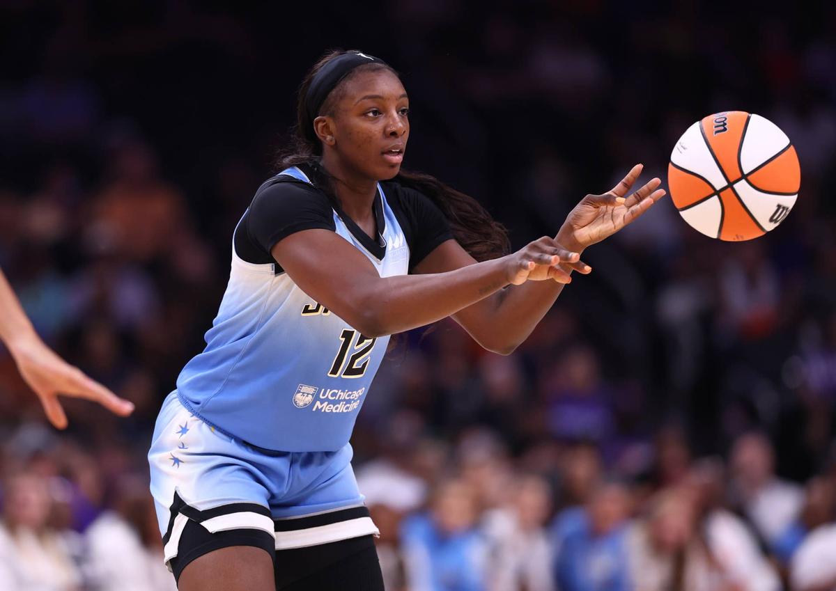  Former Chicago Sky forward Michaela Onyenwere (12) Mark J. Rebilas-Imagn Images