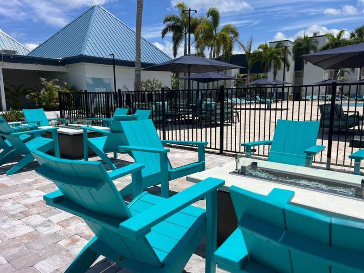  Colorful chairs in the main pool area. Photo credit: Karyn Locke 