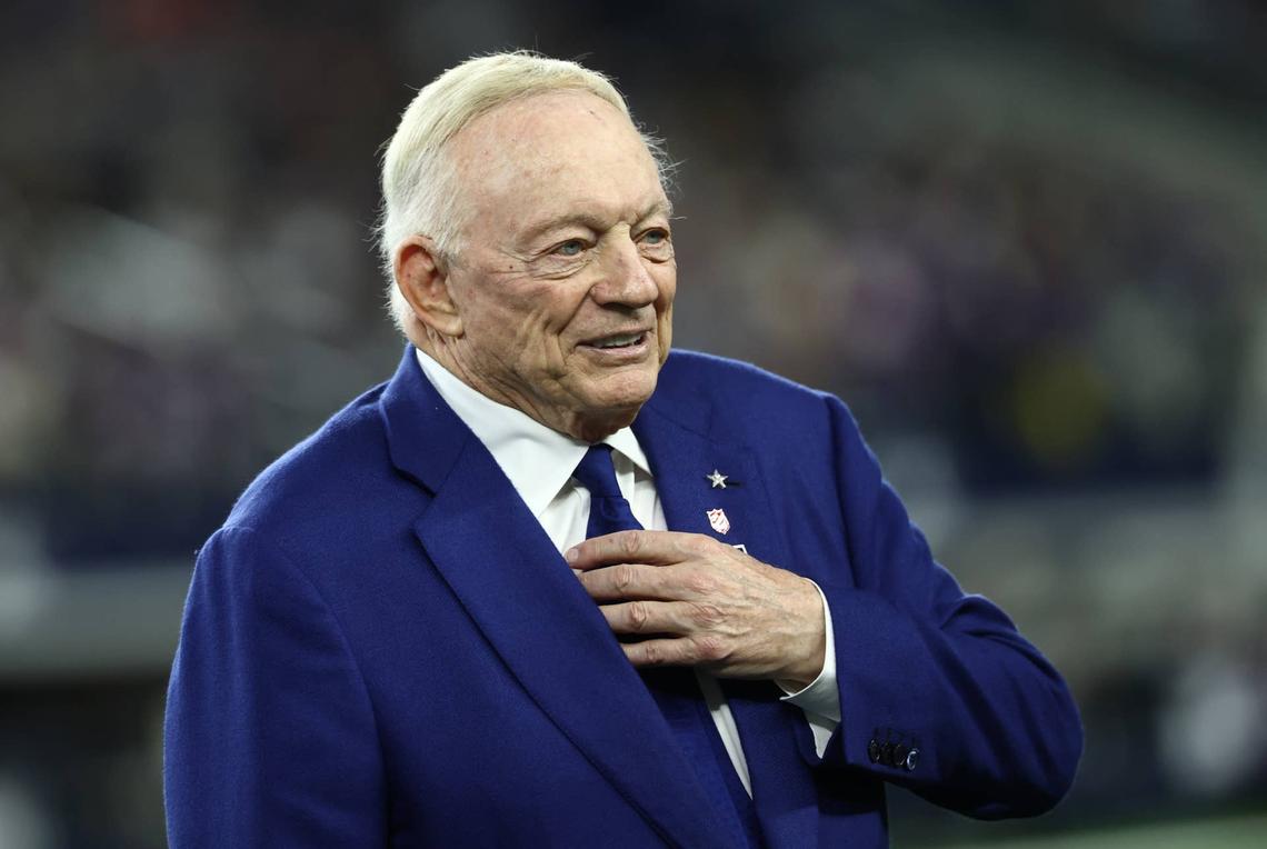  Dec 14, 2025; Arlington, Texas, USA; Dallas Cowboys owner Jerry Jones before a game against the Minnesota Vikings at AT&T Stadium. Mandatory Credit: Kevin Jairaj-Imagn Images 