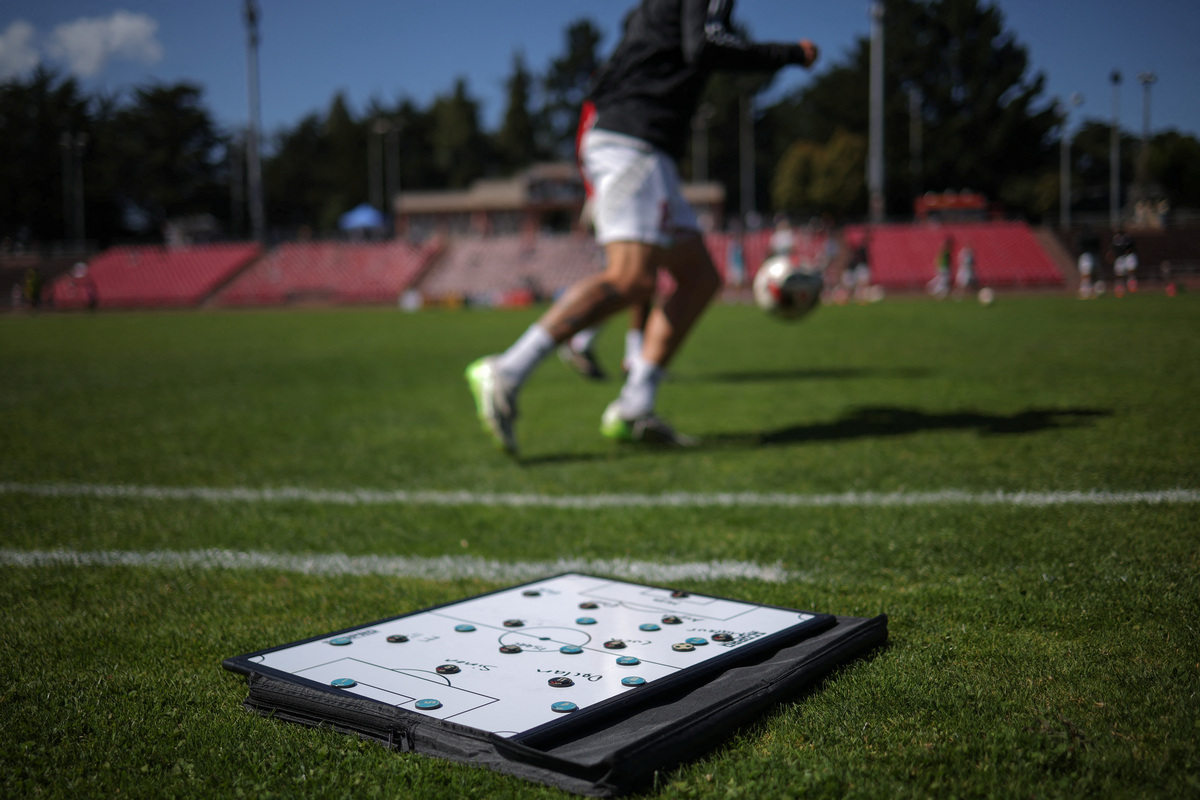 A FC Davis player warms up before a game against San Francisco City FC at the Kezar Stadium in San Francisco, California, U.S., May 17, 2026. REUTERS/Carlos Barria