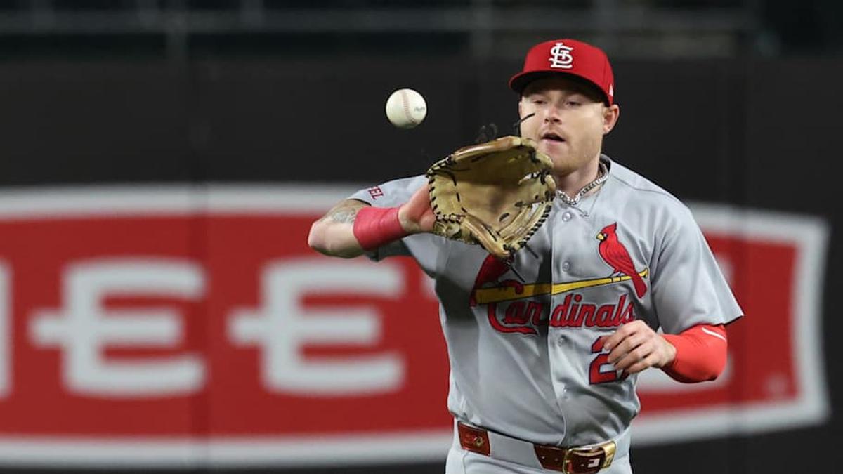  St. Louis Cardinals left fielder Nathan Church (27) gets the game ball after defeating the Pittsburgh Pirates at PNC Park. | Charles LeClaire-Imagn Images 
