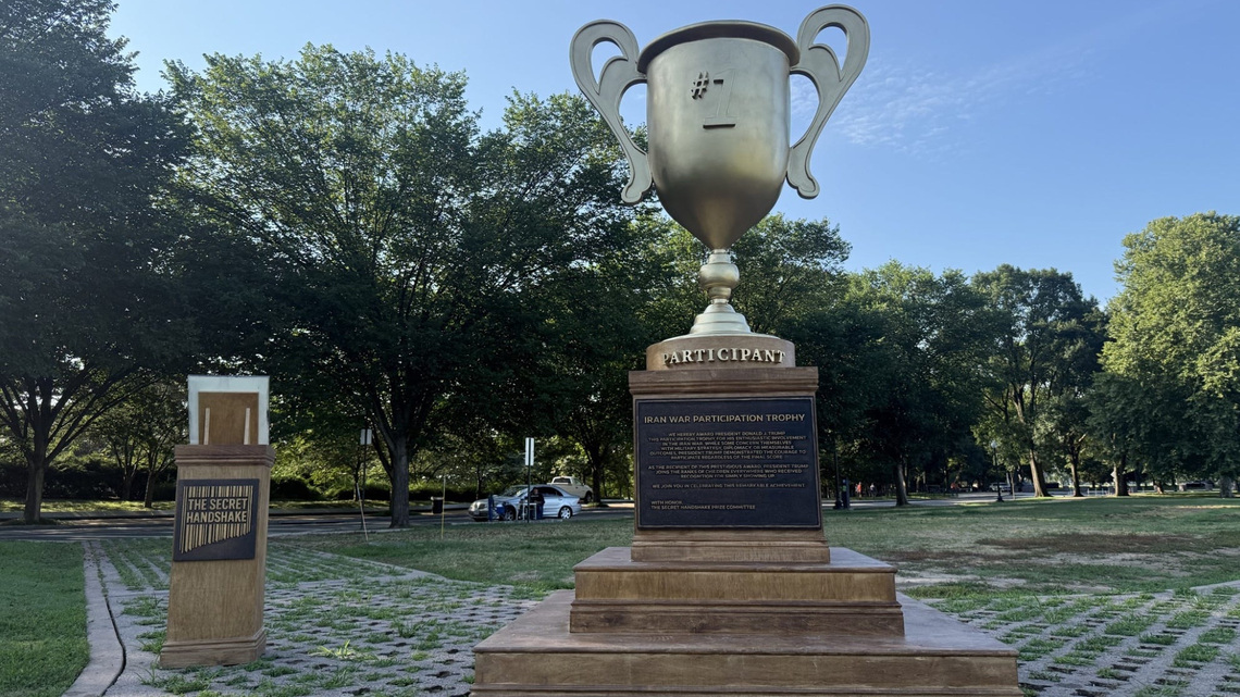 Participation trophy statue appears in DC. Group wants your trophies for Trump 