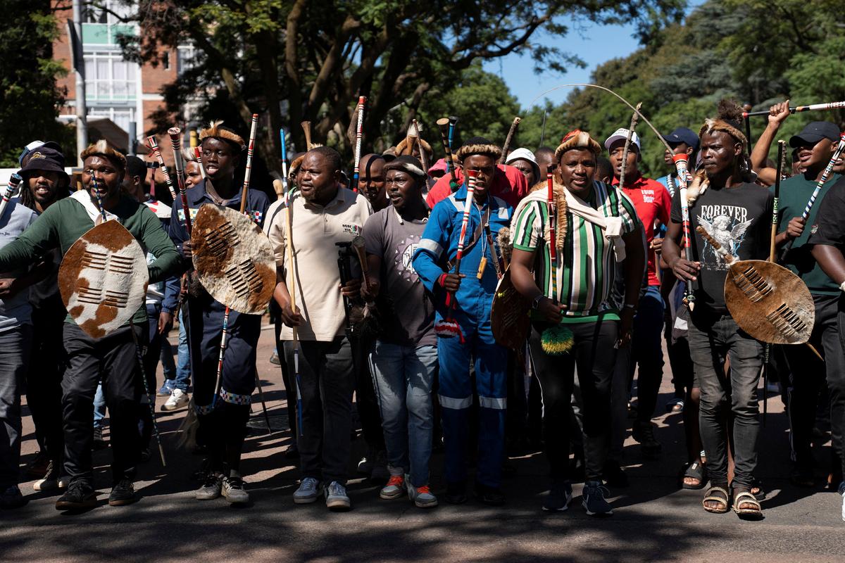 Members of civil society groups and human rights organisations take part in a march calling for stronger government action against illegal immigration in Pretoria, South Africa, April 28, 2026. REUTERS/Ihsaan Haffejee/File Photo