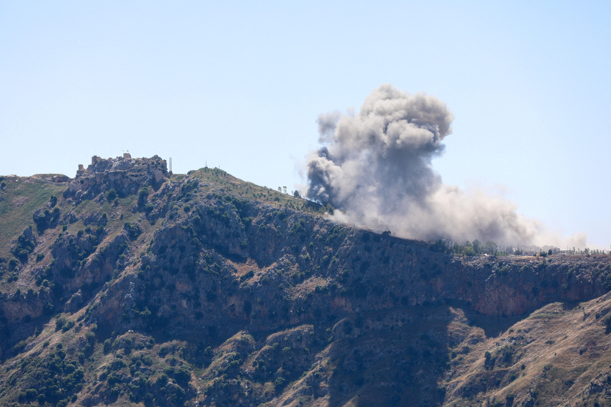 Smoke rises near Beaufort Castle which was captured by Israeli forces, as seen from Marjayoun, southern Lebanon, June 4, 2026. REUTERS/Stringer