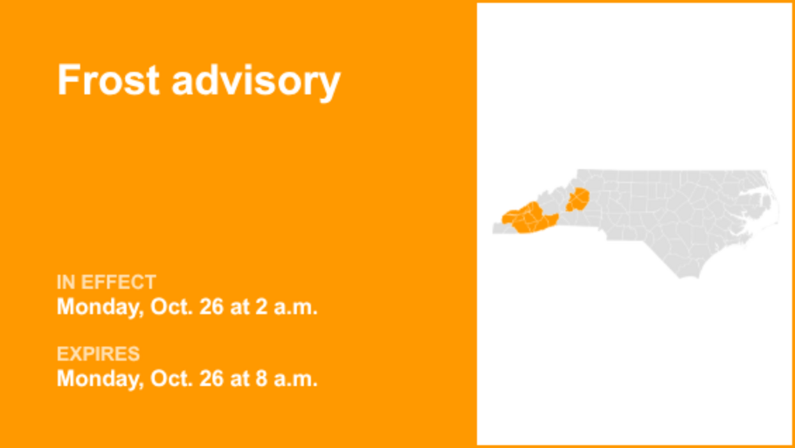 UPDATE: Frost advisory issued for Western North Carolina until Monday morning 