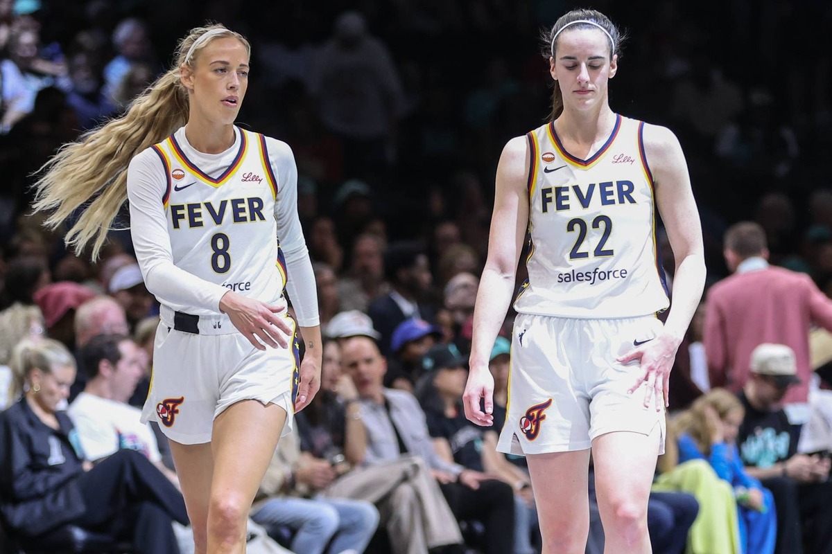  Indiana Fever guards Sophie Cunningham (8) and Caitlin Clark (22). Wendell Cruz-Imagn Images