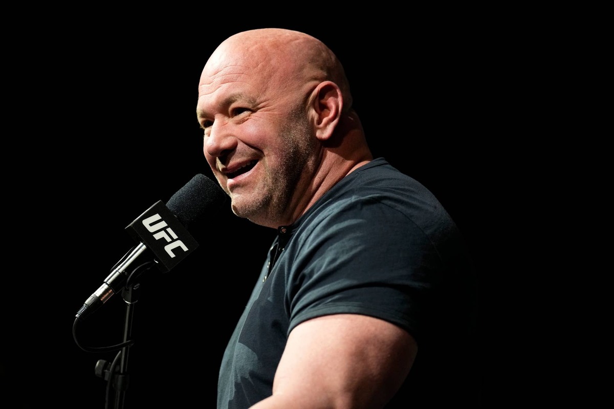  LAS VEGAS, NEVADA - MARCH 03: UFC president Dana White is seen on stage during the UFC 272 press conference on March 03, 2022 in Las Vegas, Nevada. (Photo by Chris Unger/Zuffa LLC) 
