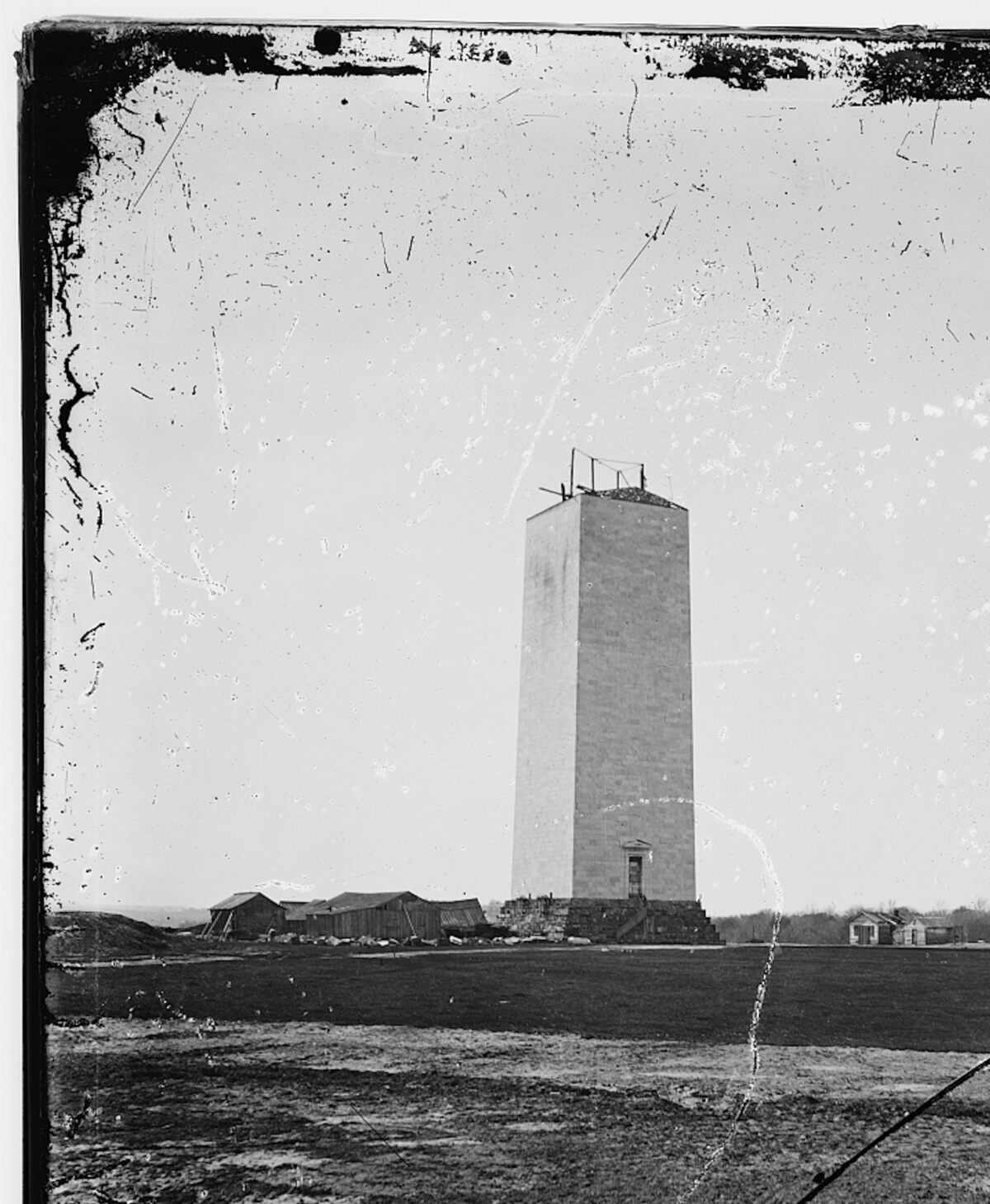  The unfinished Washington Monument, as it stood for 25 years. Library of Congress 