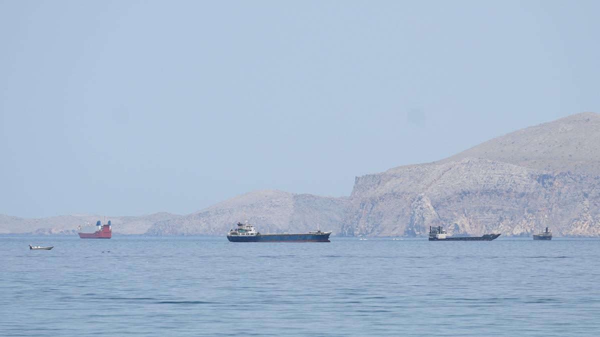 FILE PHOTO: Ships and boats in the Strait of Hormuz, Musandam, Oman, April 24, 2026. REUTERS/File Photo
