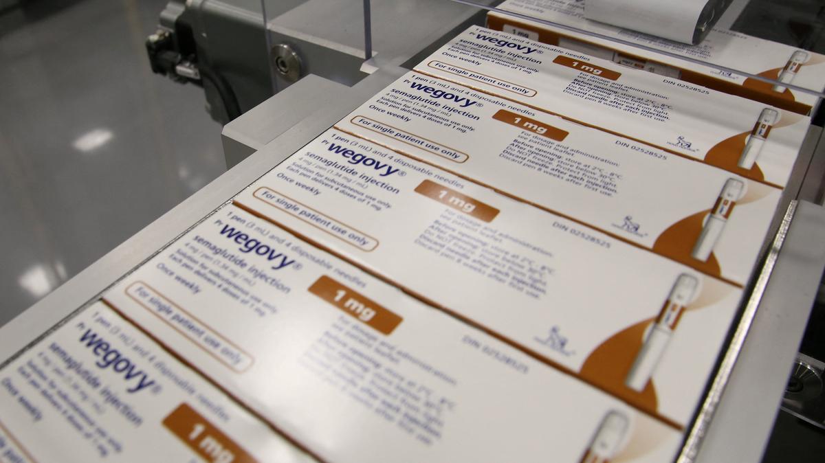 Boxes of Wegovy move along a packaging line at Novo Nordisk's facility in Hillerod, Denmark, March 8, 2024. REUTERS/ Tom Little