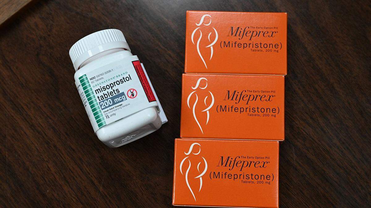 Mifepristone (Mifeprex) and misoprostol, the two drugs used in a medication abortion, are seen at the Women’s Reproductive Clinic in Santa Teresa, New Mexico, on June 17, 2022. Mifepristone is taken first to stop the pregnancy, followed by misoprostol to induce bleeding.